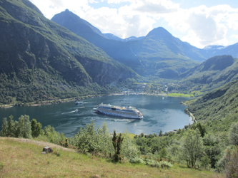 cruiseschip in het fjord